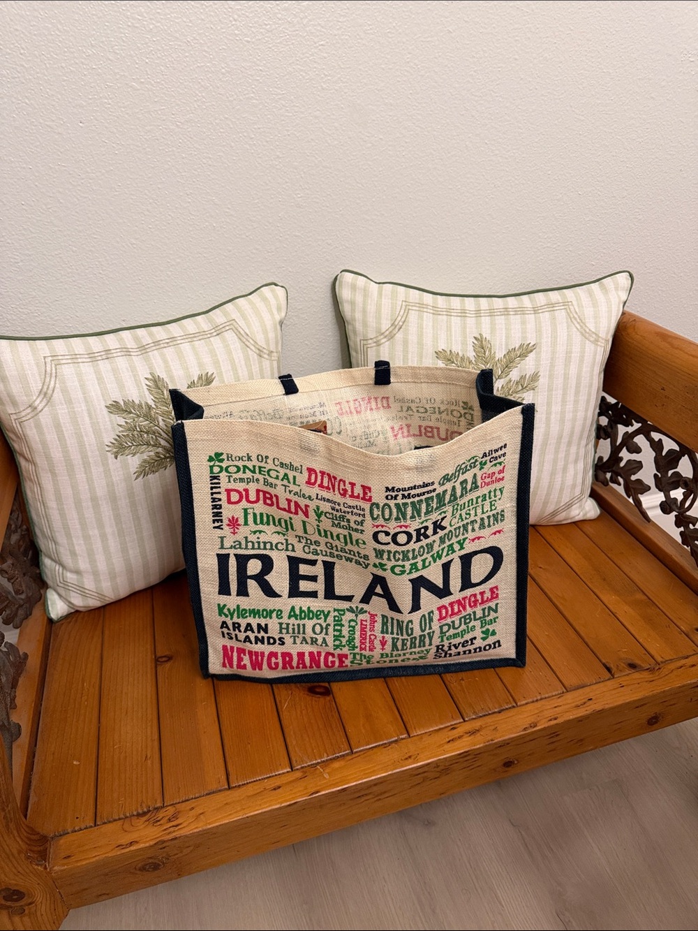 Jute Tote with Ireland and cities